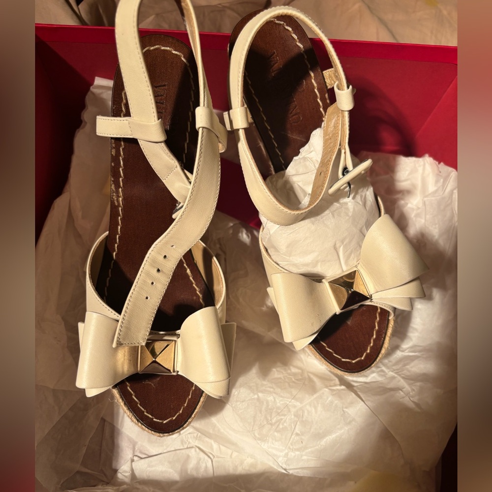 Valentino Garavani Cream Bow Sandals